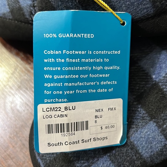 NWT Cobian Men's Log Cabin Slippers House Shoes Black & Blue Checkered Surf $40 - Picture 9 of 9